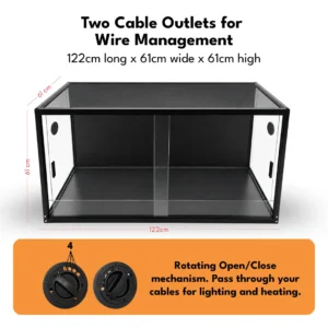 122cm 4ft Reptile Enclosure cable outlets